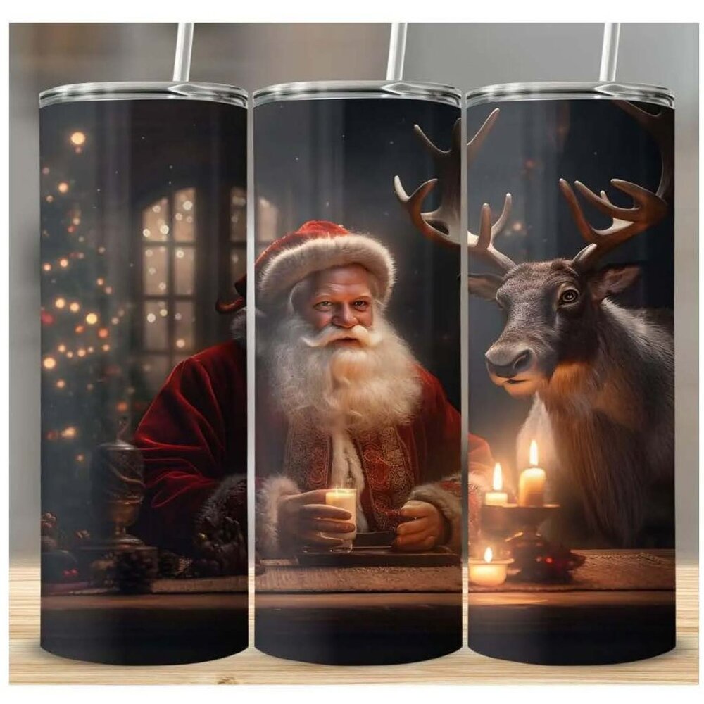 Santa's Cozy Corner 20oz Skinny Christmas Tumbler
